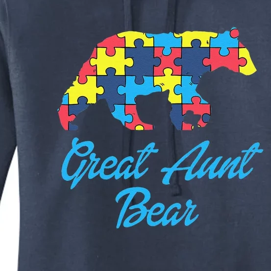 Proud Autism Great Aunt Awareness Support Women's Pullover Hoodie