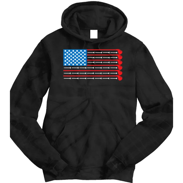 Patriotic American Golfer Gift USA Flag Golf Club Golf Tie Dye Hoodie