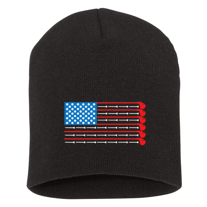 Patriotic American Golfer Gift USA Flag Golf Club Golf Short Acrylic Beanie