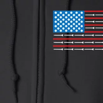 Patriotic American Golfer Gift USA Flag Golf Club Golf Full Zip Hoodie