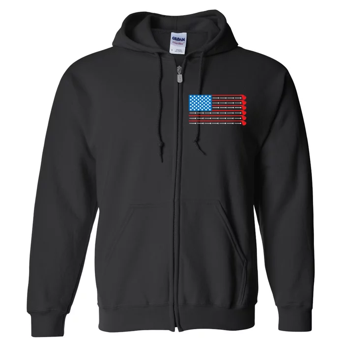 Patriotic American Golfer Gift USA Flag Golf Club Golf Full Zip Hoodie