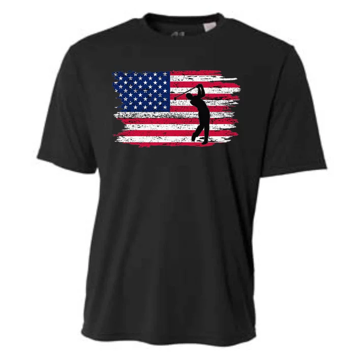 Patriotic American Golfer Gift USA Flag Golf Club Golf Cooling Performance Crew T-Shirt