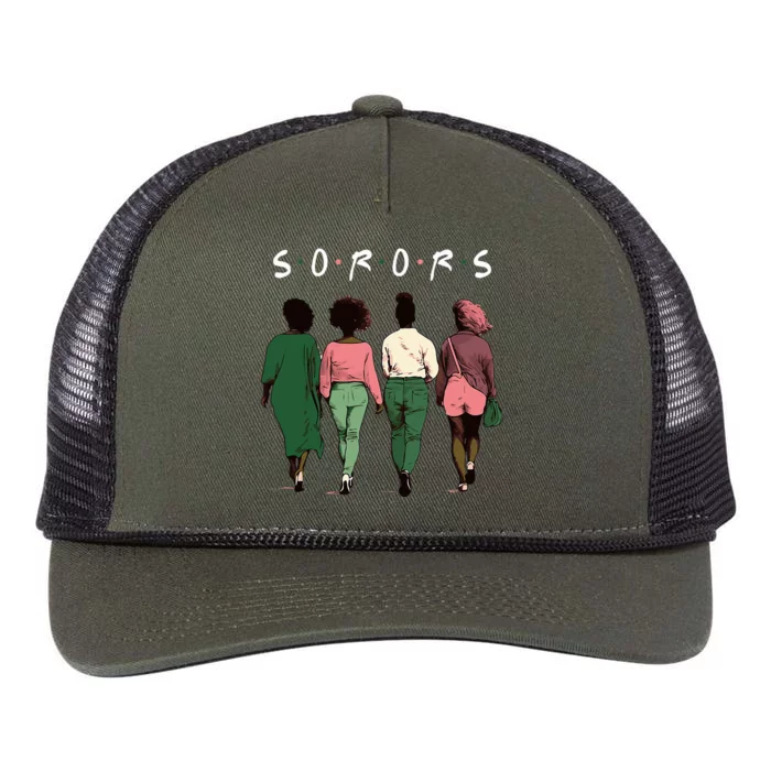 Pink And Green Aka Sorors Retro Rope Trucker Hat Cap