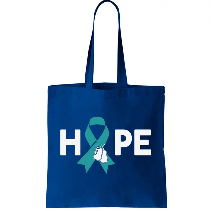 Ptsd Awareness Gift Teal Ribbon Hope Ptsd Awareness Cute Gift Tote Bag