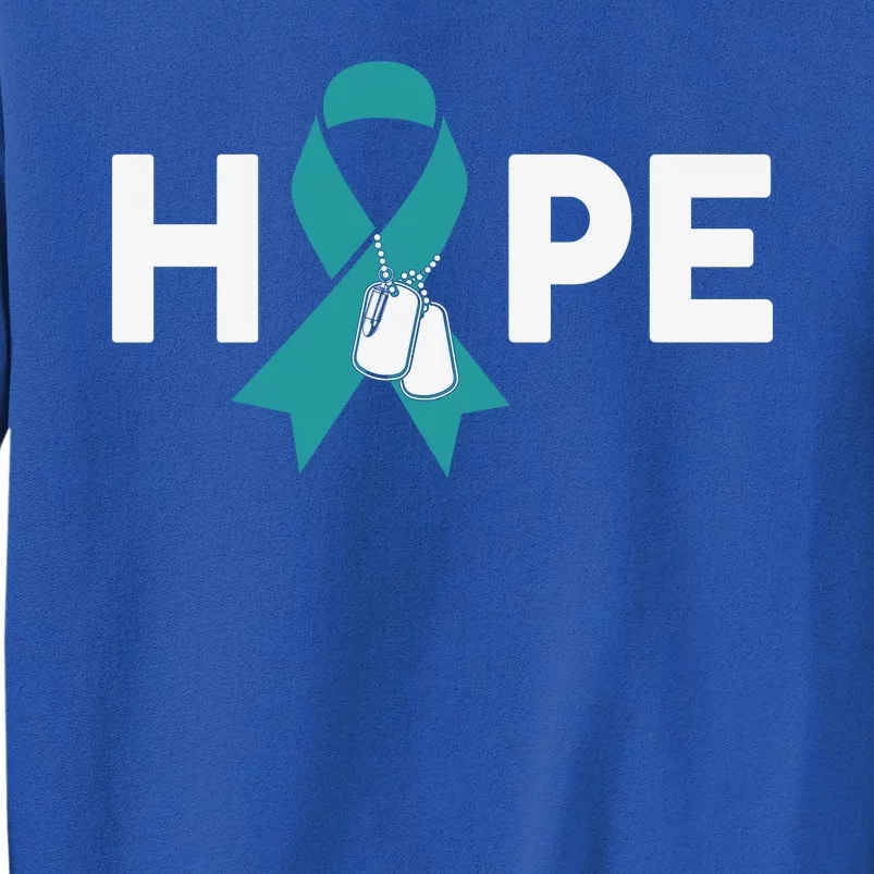 Ptsd Awareness Gift Teal Ribbon Hope Ptsd Awareness Cute Gift Tall Sweatshirt