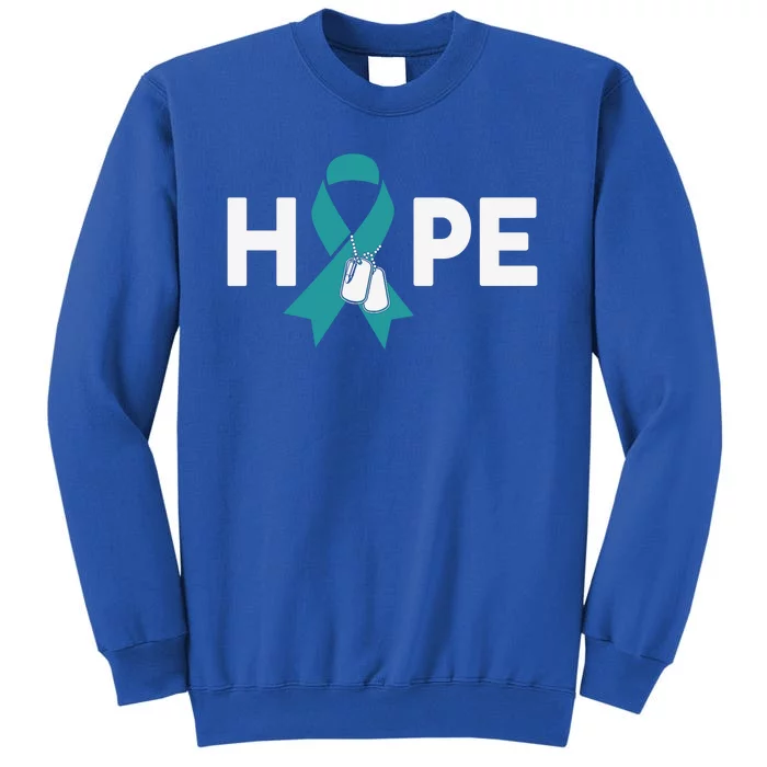 Ptsd Awareness Gift Teal Ribbon Hope Ptsd Awareness Cute Gift Tall Sweatshirt