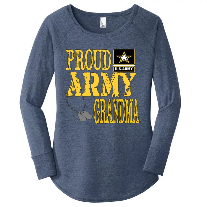 Proud Army Grandma Gift Military Pride Sweater Gift Women's Perfect Tri Tunic Long Sleeve Shirt