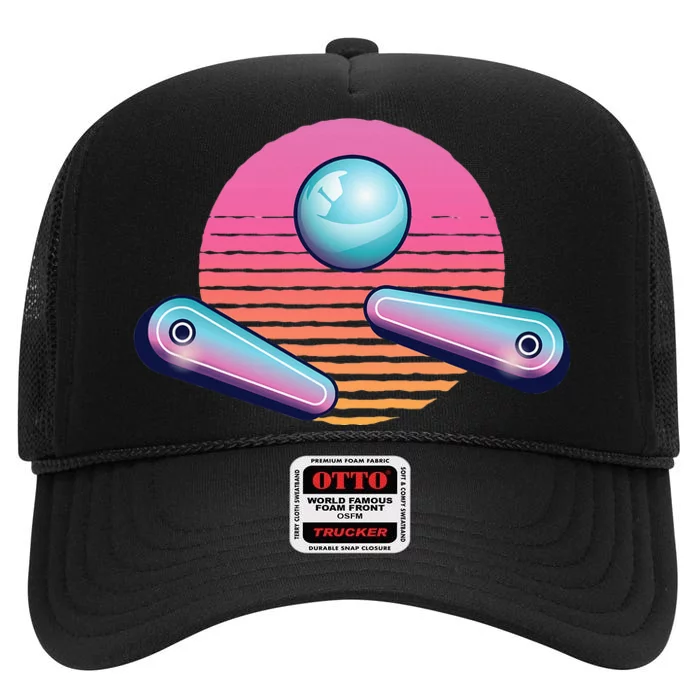 Pinball Arcade Game Machine 80s Retro Gamer Vintage Gaming High Crown Mesh Trucker Hat