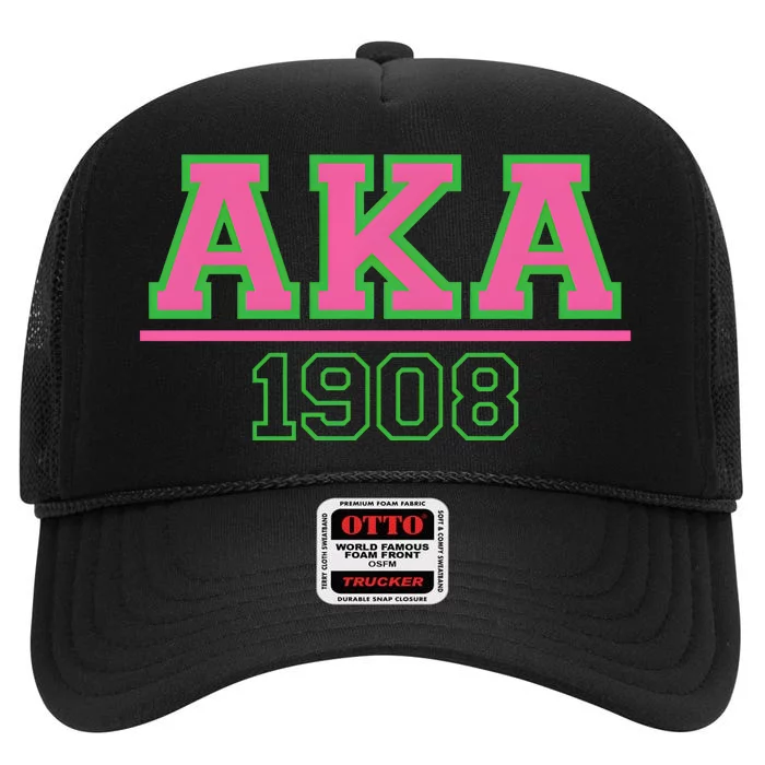 Pink And Green Aka 1908 High Crown Mesh Trucker Hat