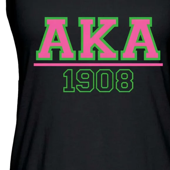 Pink And Green Aka 1908 Ladies Essential Flowy Tank