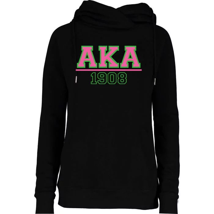 Pink And Green Aka 1908 Womens Funnel Neck Pullover Hood