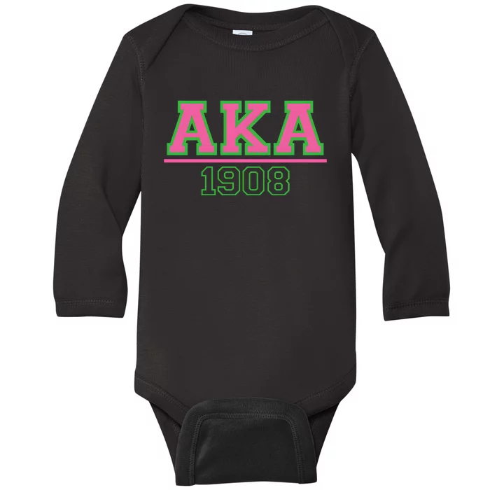 Pink And Green Aka 1908 Baby Long Sleeve Bodysuit