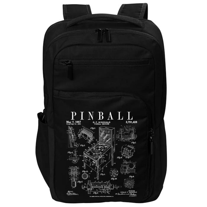 Pinball Arcade Gaming Machine Vintage Gamer Patent Print Impact Tech Backpack