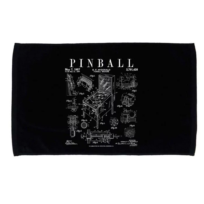 Pinball Arcade Gaming Machine Vintage Gamer Patent Print Microfiber Hand Towel