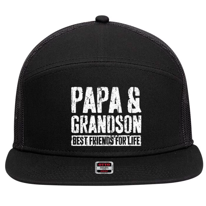 Papa And Grandson Best Friends For Life 7 Panel Mesh Trucker Snapback Hat