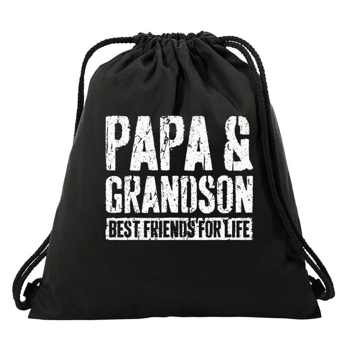 Papa And Grandson Best Friends For Life Drawstring Bag