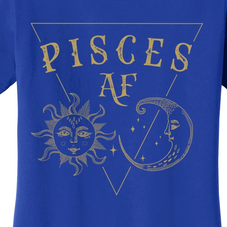 Pisces Af / Golden Sun And Moon Pisces Birthday Astrology Great Gift Women's T-Shirt