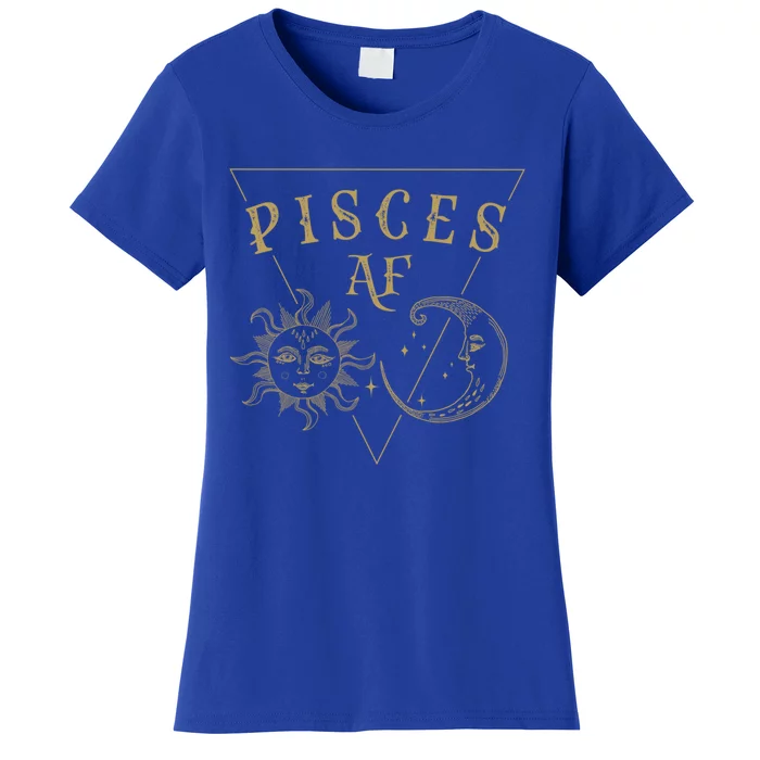 Pisces Af / Golden Sun And Moon Pisces Birthday Astrology Great Gift Women's T-Shirt