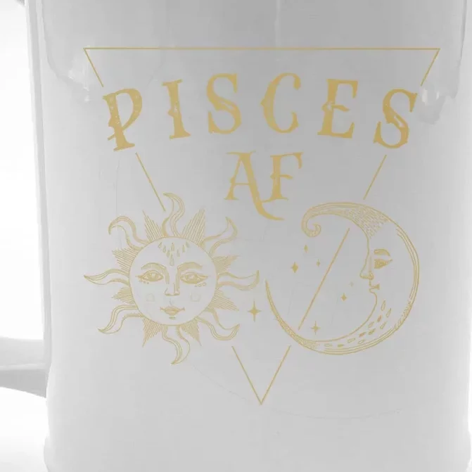 Pisces Af / Golden Sun And Moon Pisces Birthday Astrology Great Gift Front & Back Beer Stein