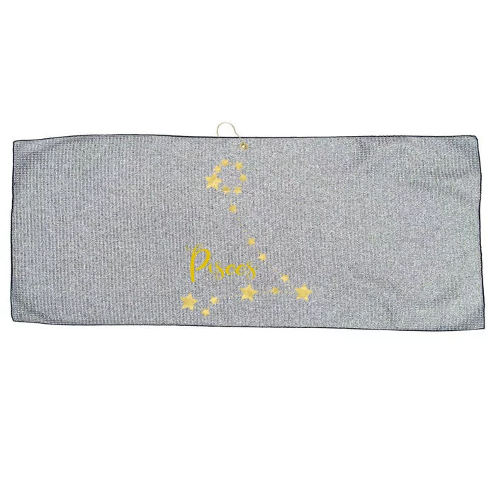 Pisces Astrology Gift With Constellation Large Microfiber Waffle Golf Towel