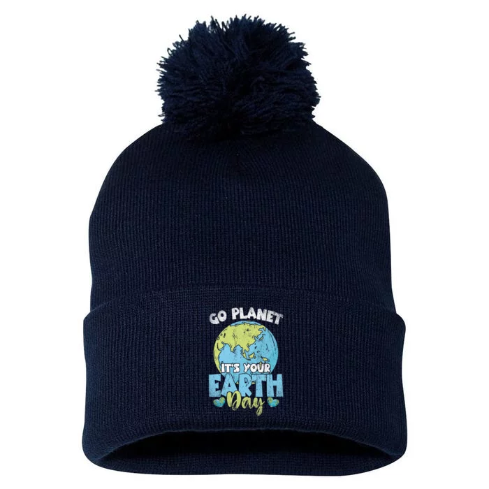 Planet Anniversary Go Planet Its Your Earth Day Pom Pom 12in Knit Beanie