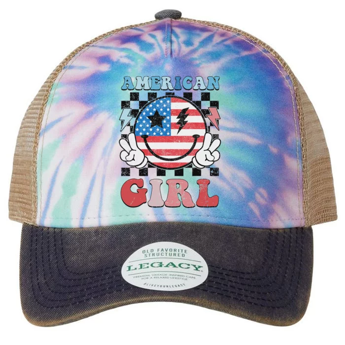 Patriotic American Girl 4th Of July Legacy Tie Dye Trucker Hat