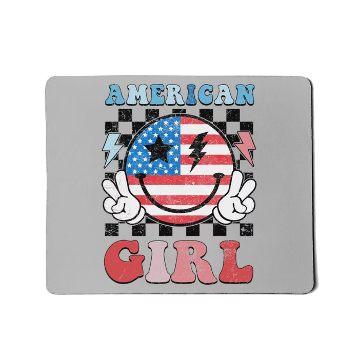 Patriotic American Girl 4th Of July Mousepad