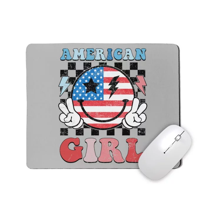 Patriotic American Girl 4th Of July Mousepad