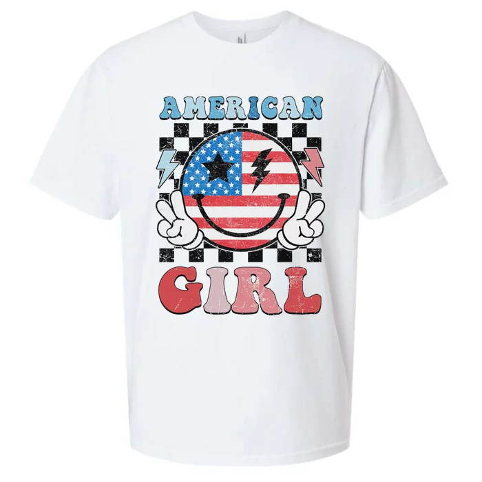 Patriotic American Girl 4th Of July Sueded Cloud Jersey T-Shirt