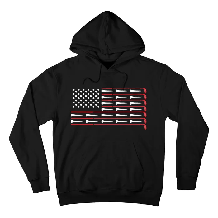 Patriotic American Golfer Gift USA Flag Golf Club Hoodie