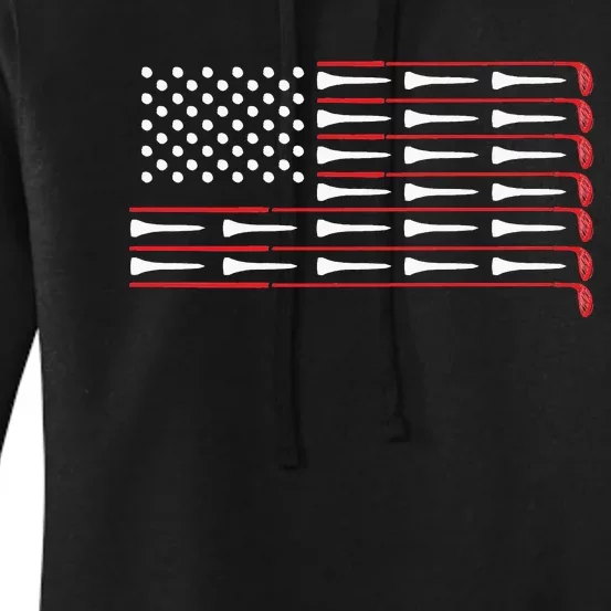 Patriotic American Golfer Gift USA Flag Golf Club Women's Pullover Hoodie