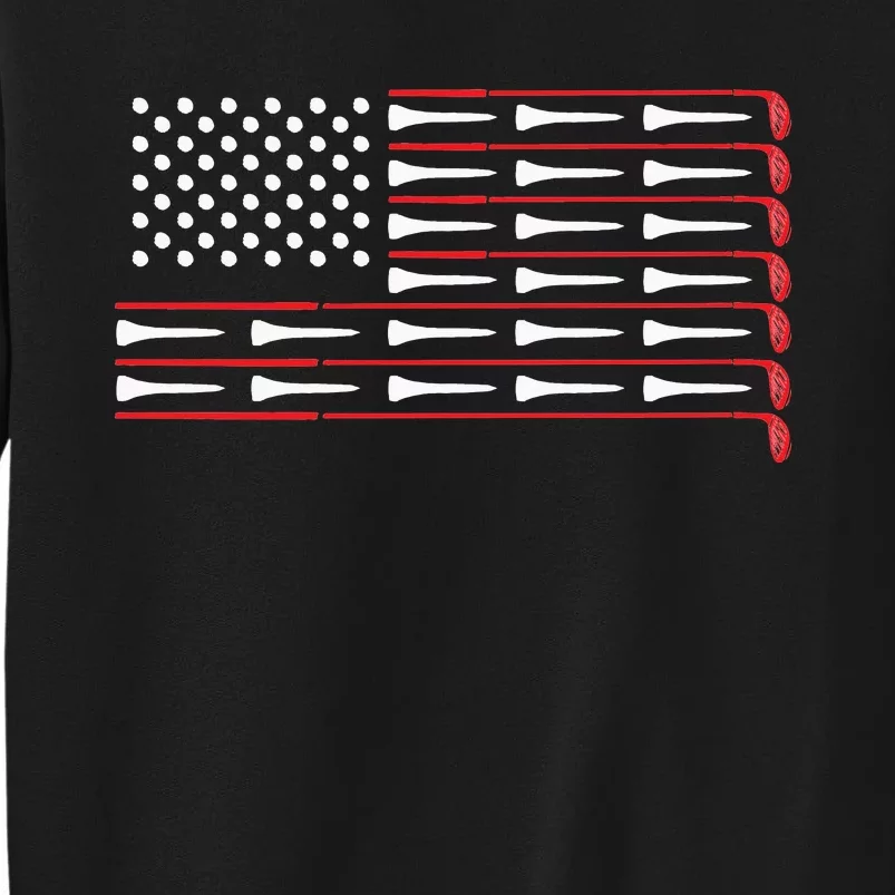 Patriotic American Golfer Gift USA Flag Golf Club Tall Sweatshirt