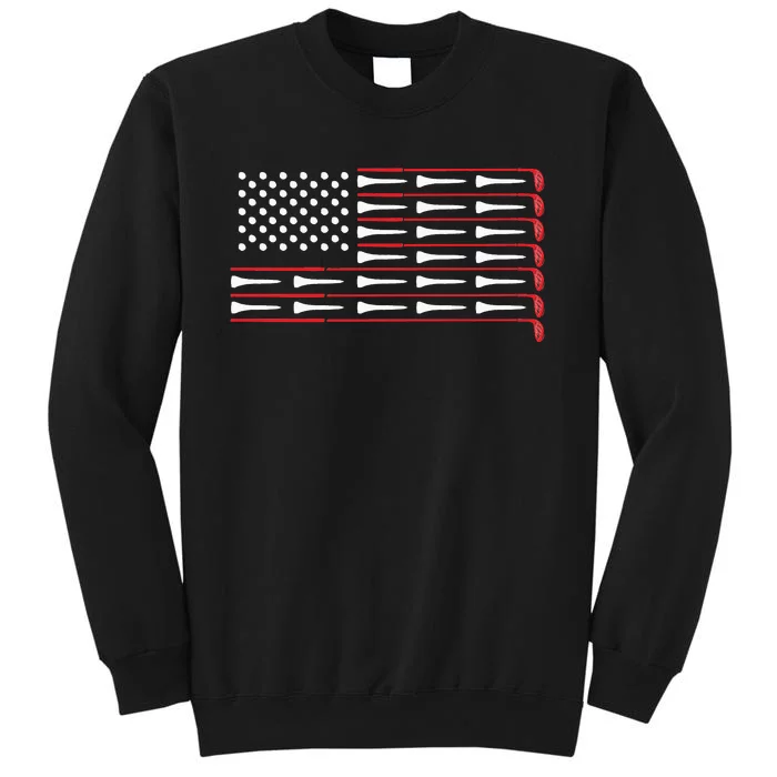 Patriotic American Golfer Gift USA Flag Golf Club Tall Sweatshirt