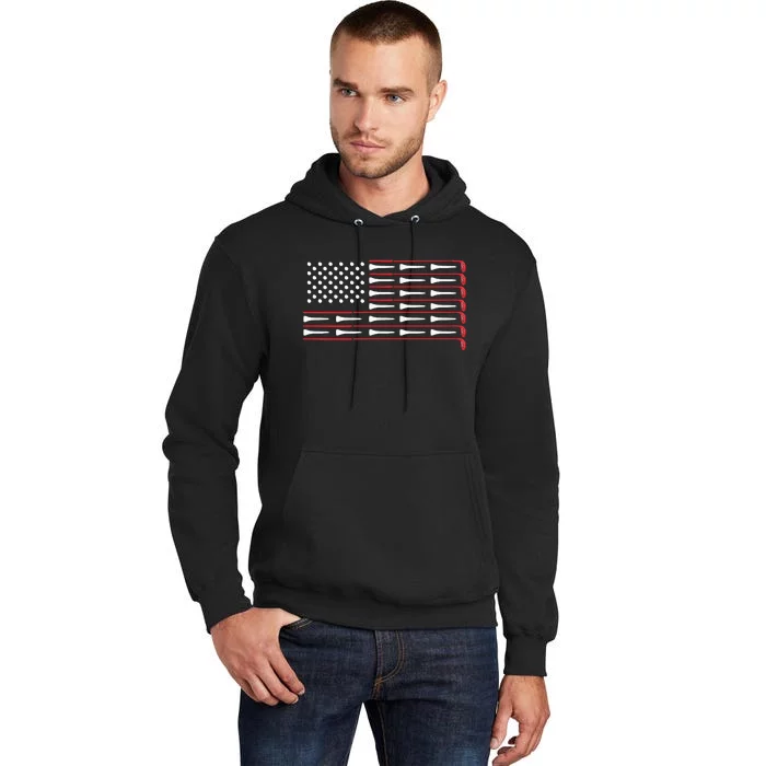 Patriotic American Golfer Gift USA Flag Golf Club Tall Hoodie