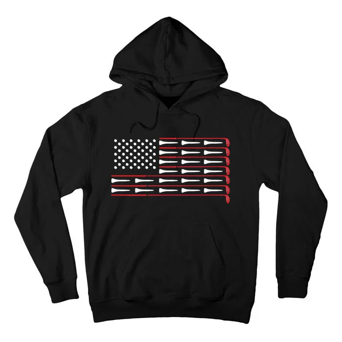 Patriotic American Golfer Gift USA Flag Golf Club Tall Hoodie