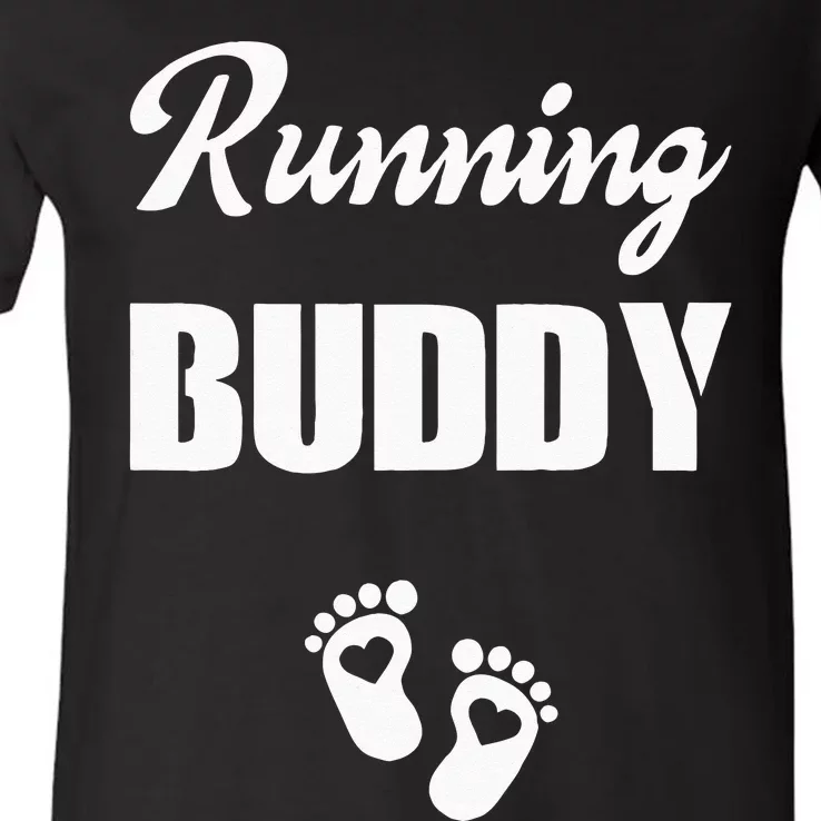 Pregnancy Announcement Gender Running Buddy Pouch Boy Girl V-Neck T-Shirt