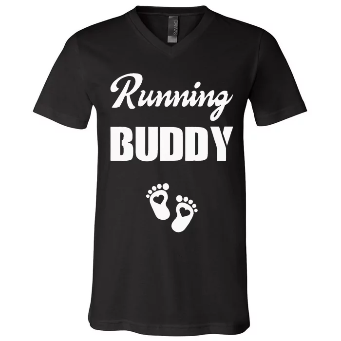 Pregnancy Announcement Gender Running Buddy Pouch Boy Girl V-Neck T-Shirt