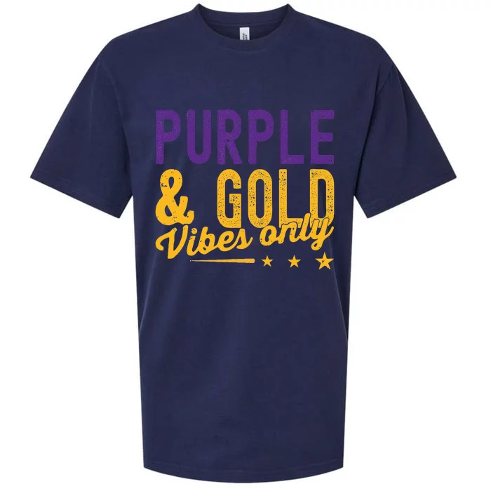 Purple And Gold Vibes Only Game Day For High School Football Sueded Cloud Jersey T-Shirt