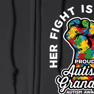 Proud Autism Grandpa Her Fight Is My Fight Support Full Zip Hoodie