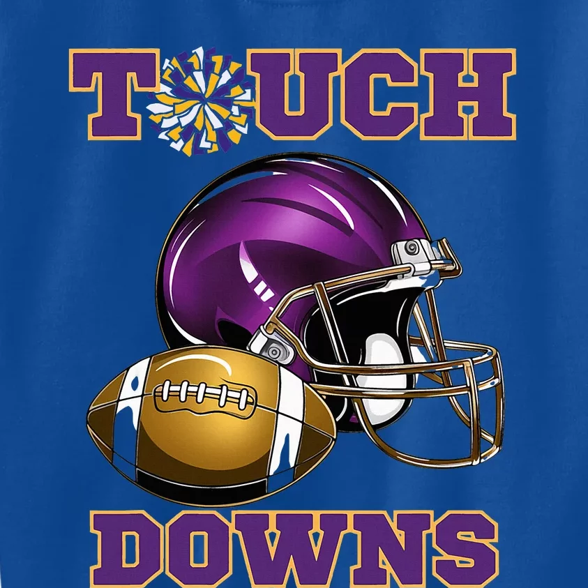 Purple And Gold Football Game Touchdown High School Matching Kids Sweatshirt