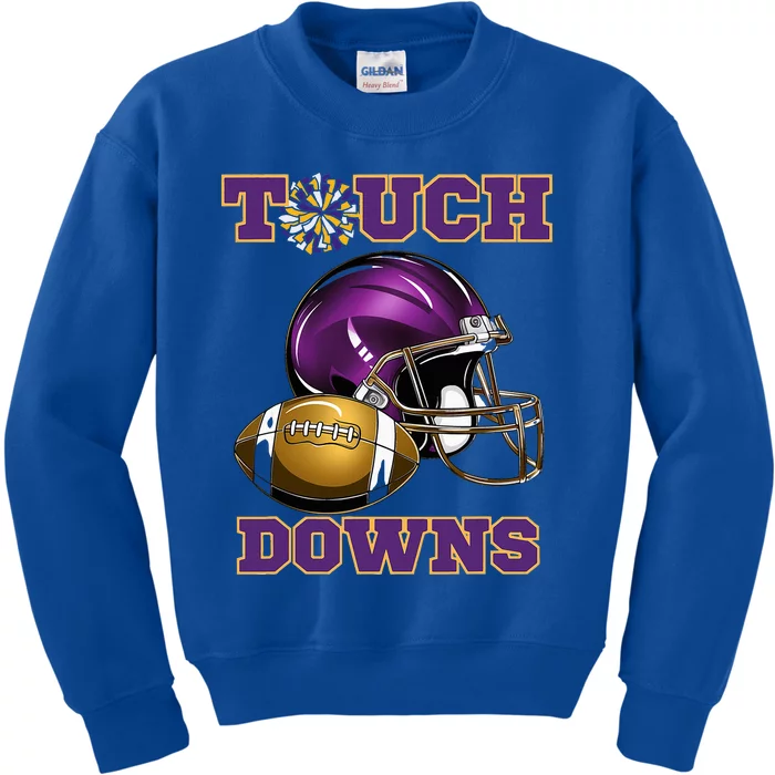 Purple And Gold Football Game Touchdown High School Matching Kids Sweatshirt