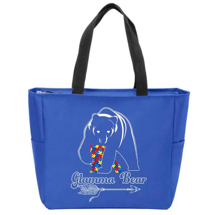 Proud Autism Glamma Bear Autism Awareness Autistic Support Cute Gift Zip Tote Bag