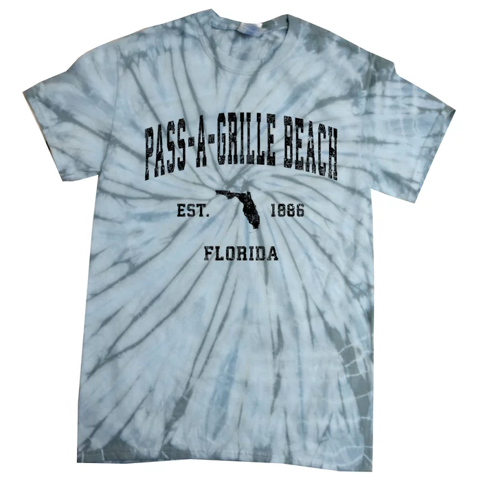 Pass A Grille Beach Florida Fl Vintage Established Athletic Tie-Dye T-Shirt