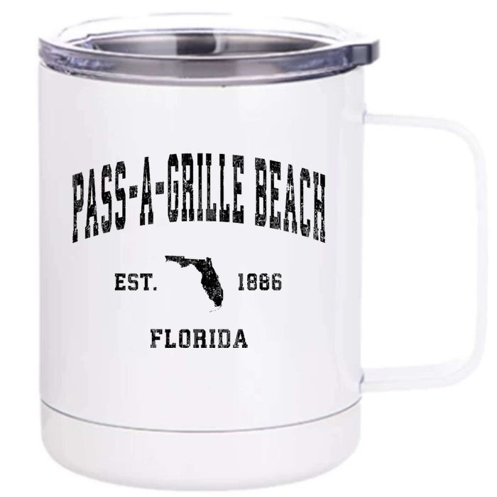 Pass A Grille Beach Florida Fl Vintage Established Athletic Front & Back 12oz Stainless Steel Tumbler Cup