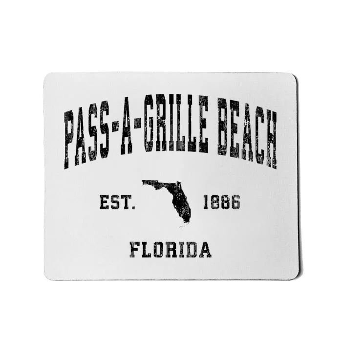 Pass A Grille Beach Florida Fl Vintage Established Athletic Mousepad