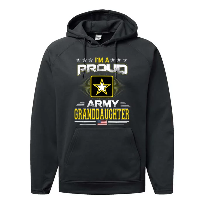 Proud Army Granddaughter Patriotic Military Veteran Performance Fleece Hoodie