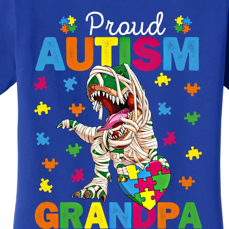 Proud Autism Grandpa Dinosaur Trex Autism Awareness Grandpa Gift Women's T-Shirt