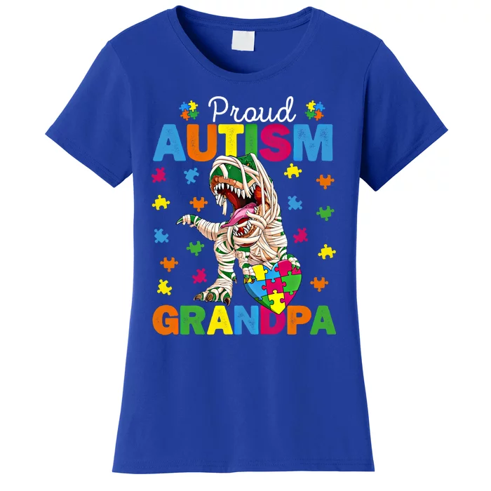 Proud Autism Grandpa Dinosaur Trex Autism Awareness Grandpa Gift Women's T-Shirt