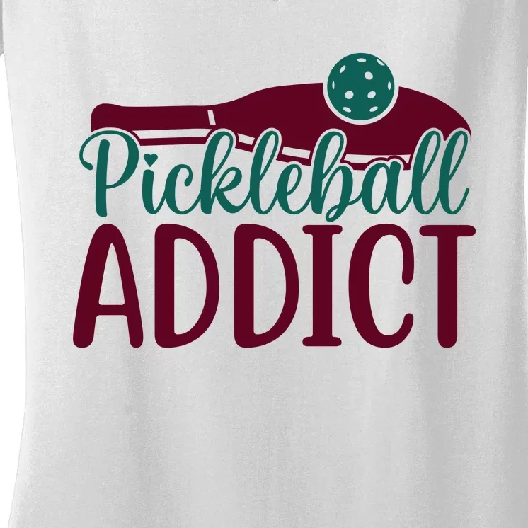 Pickleball Addict Gift For Player Sport Team Women's V-Neck T-Shirt