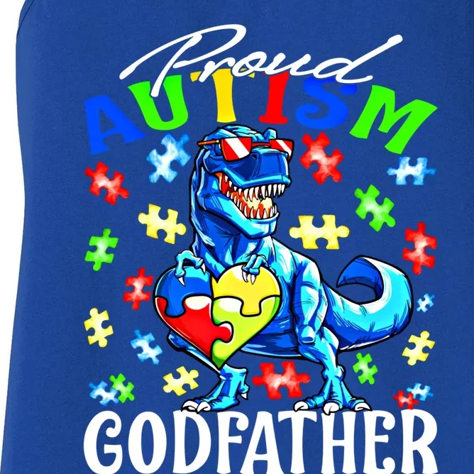 Proud Autism Godfather Dinosaur Autism Awareness Gift Women's Racerback Tank